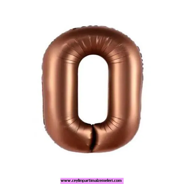 0 Rakam Kahverengi Folyo Balon